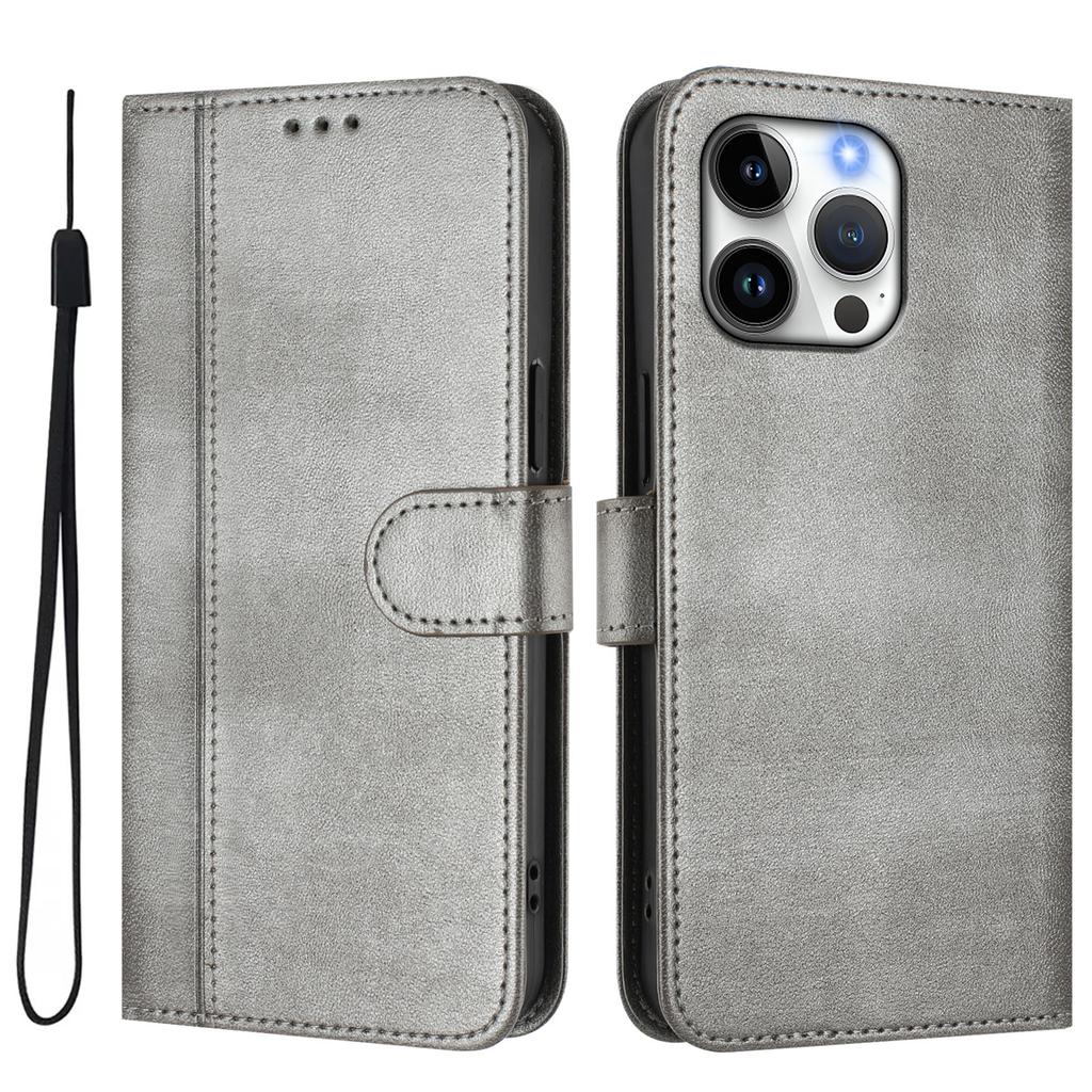 For iPhone 16 Pro Max Cases Wallet Stand Retro Texture Leather Phone Cover with Lanyard