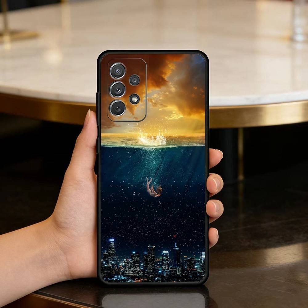 Новый Водный Сон Арт Мягкий Силиконовый Черный Чехол для Телефона Для Samsung Galaxy A73,A72,A71,A70,A53,A52,A51