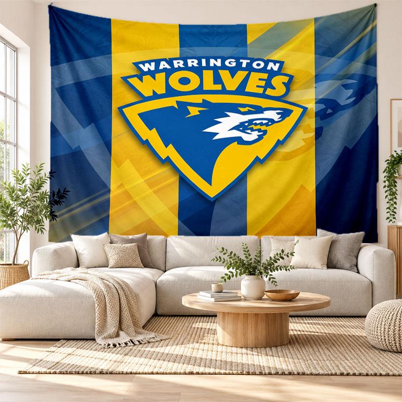 Warrington Wolves Wall Tapestry, Soft Fabric Wall Hanging, Decorative Backdrop For Bedroom Home Wall Art