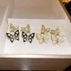 Новые Классические Простые Сердечки Бантики Бабочки Серьги Для Женщин Французский Стиль Черные Серьги-Гвоздики Модные Серьги-Кольца Ювелирные Изделия