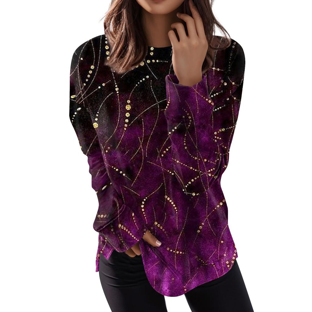 Женский повседневный модный пуловер с длинным рукавом и круглым вырезом с принтом