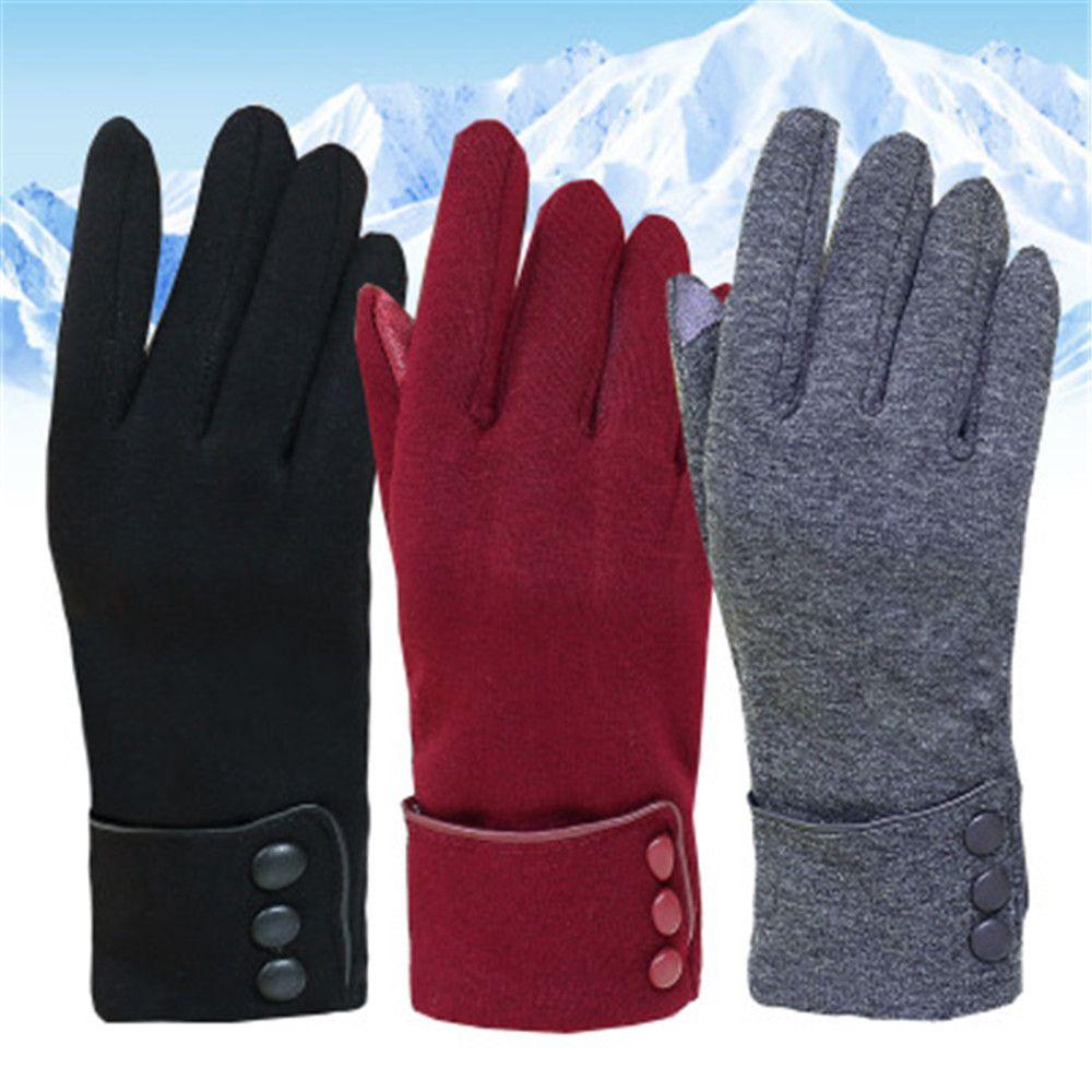 Women Thicken Windproof Skiing Gloves Plus Velvet Touch Screen Gloves Driving Mittens