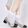 Lolita Lace Frill Mid-Calf Socks with Bow Ribbon - White Ballet Style JK Knee-Highs for Spring & Autumn