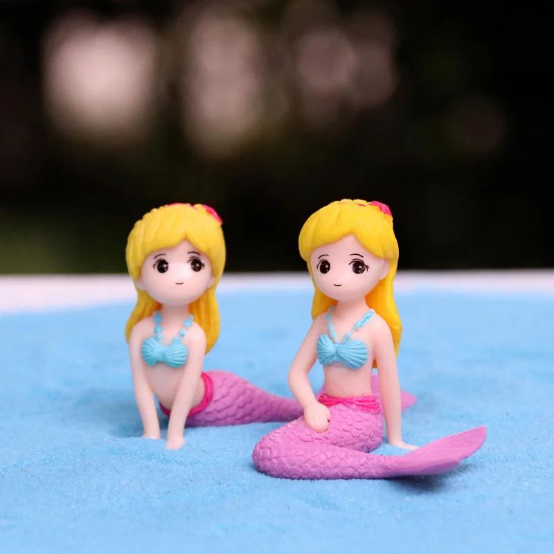 Kawaii Mermaid Figurines Mini Cartoon Mermaid Aquarium/Desk Decorations Children DIY Micro-landscape Accessories