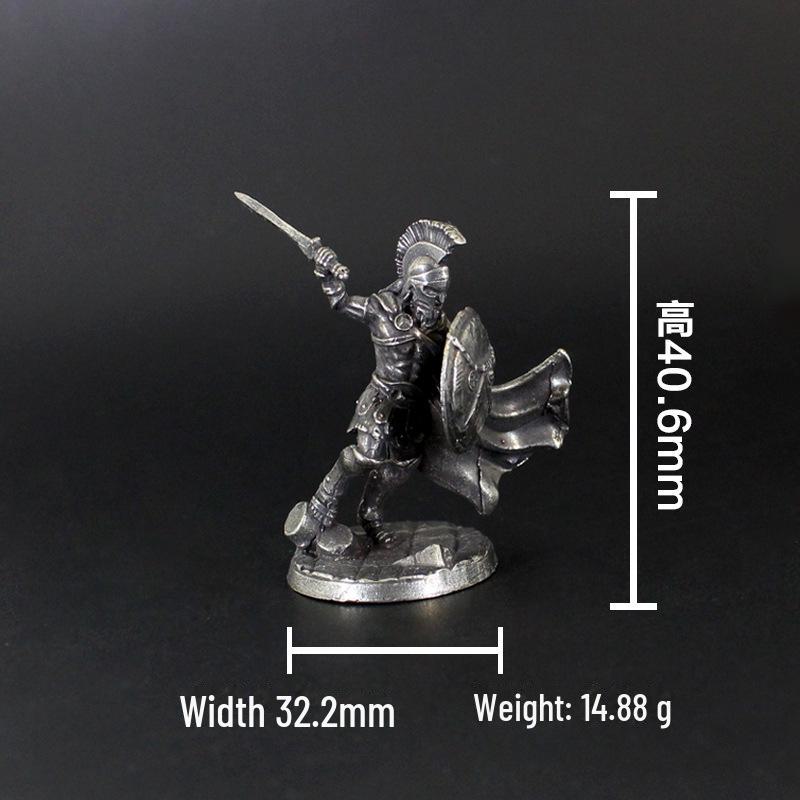 White Copper Spartan Shogun Warrior Chess Piece Ornament – Retro Soldier Toy Gift for Boys