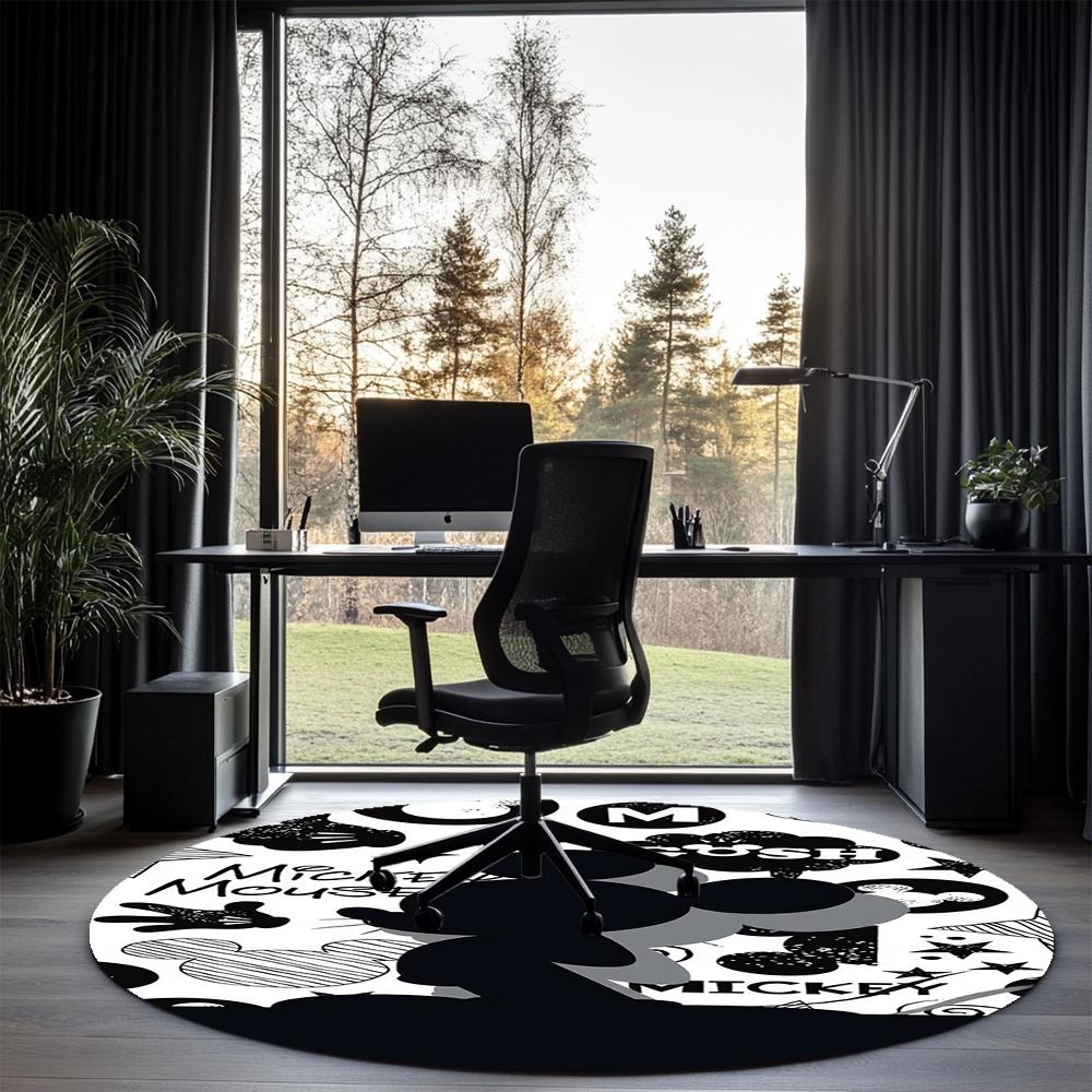 Mickey Printed Round Rug Carpet Chair Rug Area Rug Entryway Doormats,for Office Chair Living Room Bedroom Kitchen Room.