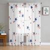 Independence Day Pentagram Sheer Window Curtains For Living Room Kitchen Children Bedroom Voile Hanging Curtain