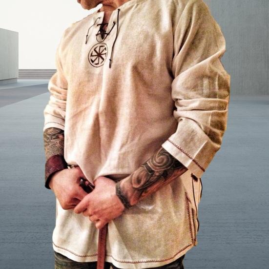 Мужская рубашка Рыцарь Косплей Средневековый костюм Туника Хэллоуин Косплей Костюмы Мужчины Взрослый Викинг Пират Маскировка Необычная одежда Карнавальная рубашка