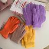 Милые женские теплые плюшевые зимние перчатки - коралловый бархат в японском и корейском стиле, яркие цвета, дизайн с пятью пальцами для комфорта рук.