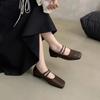 Fashion Women's Shoes 2024 Brand Mary Janes Women's Flats Fashion Buckle Strap Office and Career New Square Toe Flat Low Heels Zapatos
