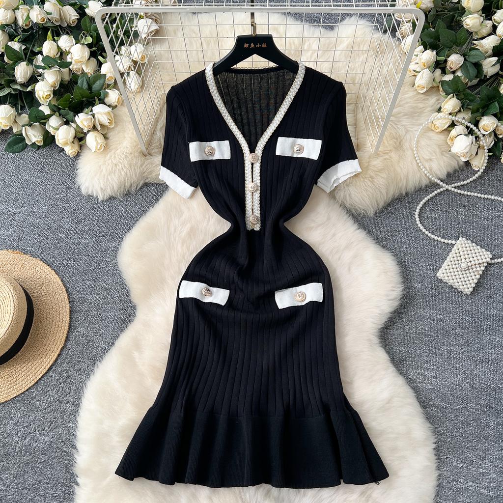 Летние женские элегантные мини-платья с V-образным вырезом и коротким рукавом