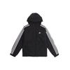 Logo Print Stripe Sports Warm Hooded Down Jacket Men Outerwear Black GF0098