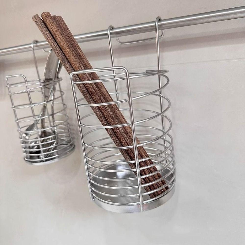 Space Saving Hanging Cutlery Holder Stainless Steel Chopstick Drying Rack Chopsticks Cage Table