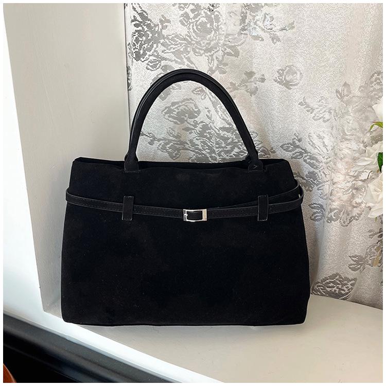 Винтажная нишевая замшевая сумка-тоут: Большая вместимость, универсальная мода для поездок на работу