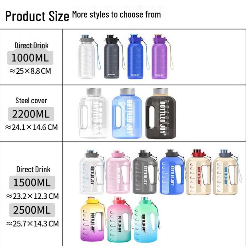 BOTTLED JOY 2.5L Tritan Large Capacity Water Bottle with Strap