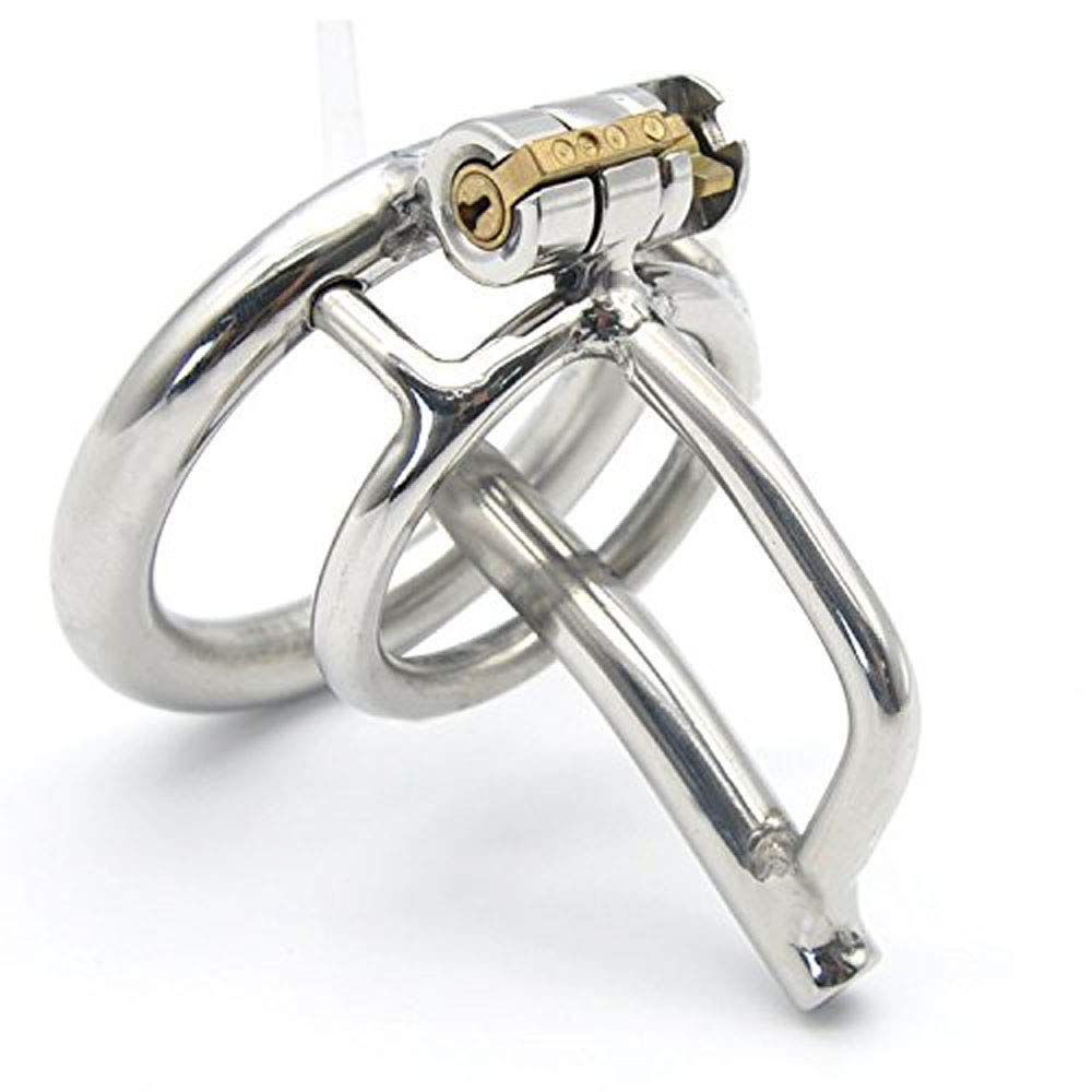 Stainless Steel Chastity Belt with Hollow Penis Plug Penis Restraint Training SM Goods SM Play Chastity Device Restraint for Men Fixed Ring Inner