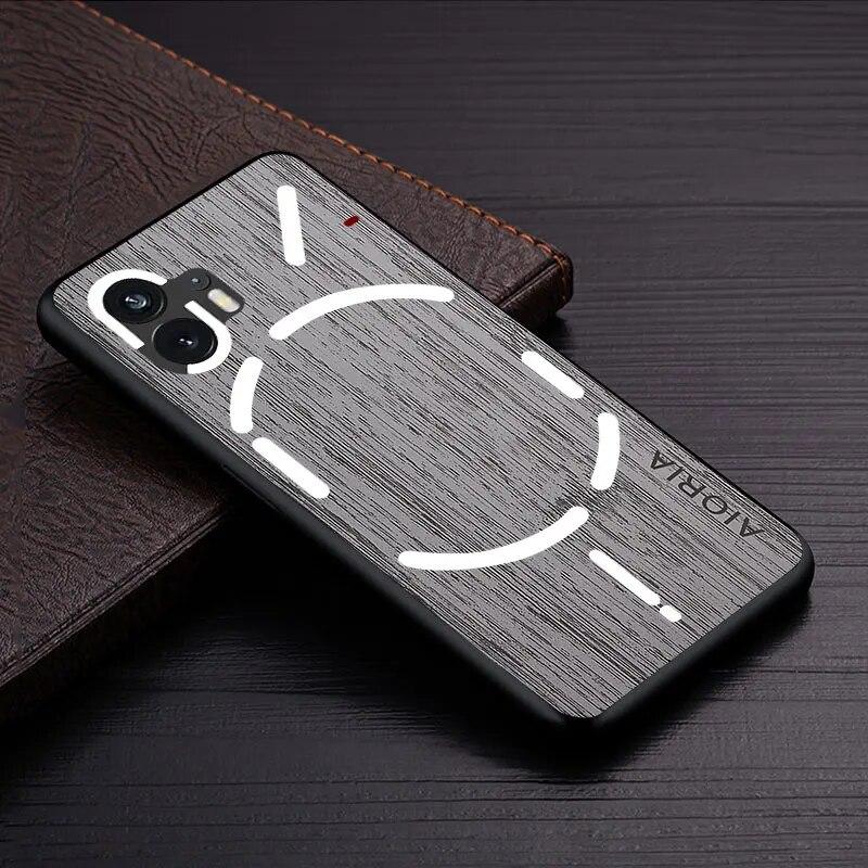 Case for Nothing Phone 1 2 Two Nothing Phone2 Funda Bamboo Wood Pattern Leather Phone Cover Luxury Coque for Nothing Phone 2 Case