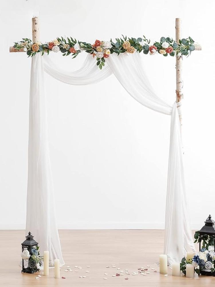 77x600cm Wedding Arch Draping Fabric Chiffon Fabric Drapes Arbor Drapery Wedding Ceremony Reception Swag Decorations