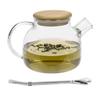1 L Glass and Bamboo Teapot + Stainless Steel Straw with Filter