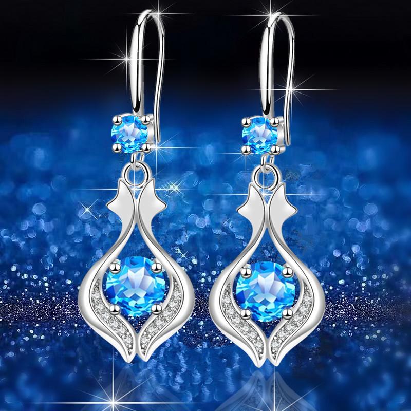 New Imitation S925 Silver Temperament Elegant Water Drop Mid-length Earrings Female Temperament Earrings