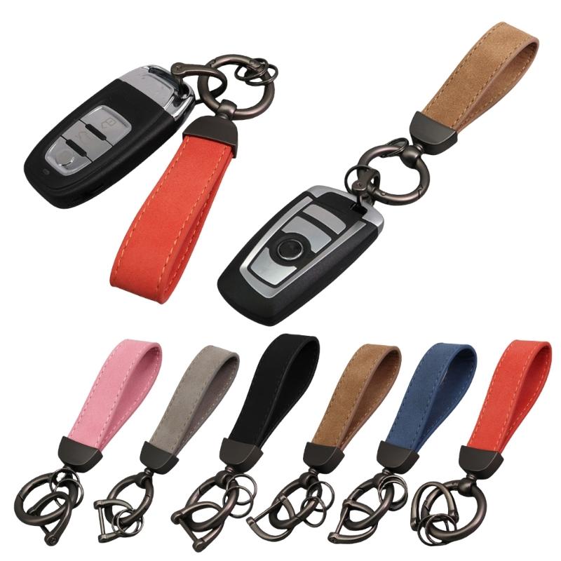 Simple PU Leather Keychain Unique Women Men Car Keyring Antilost Key Holder Unisex PU Leather Car Keychain