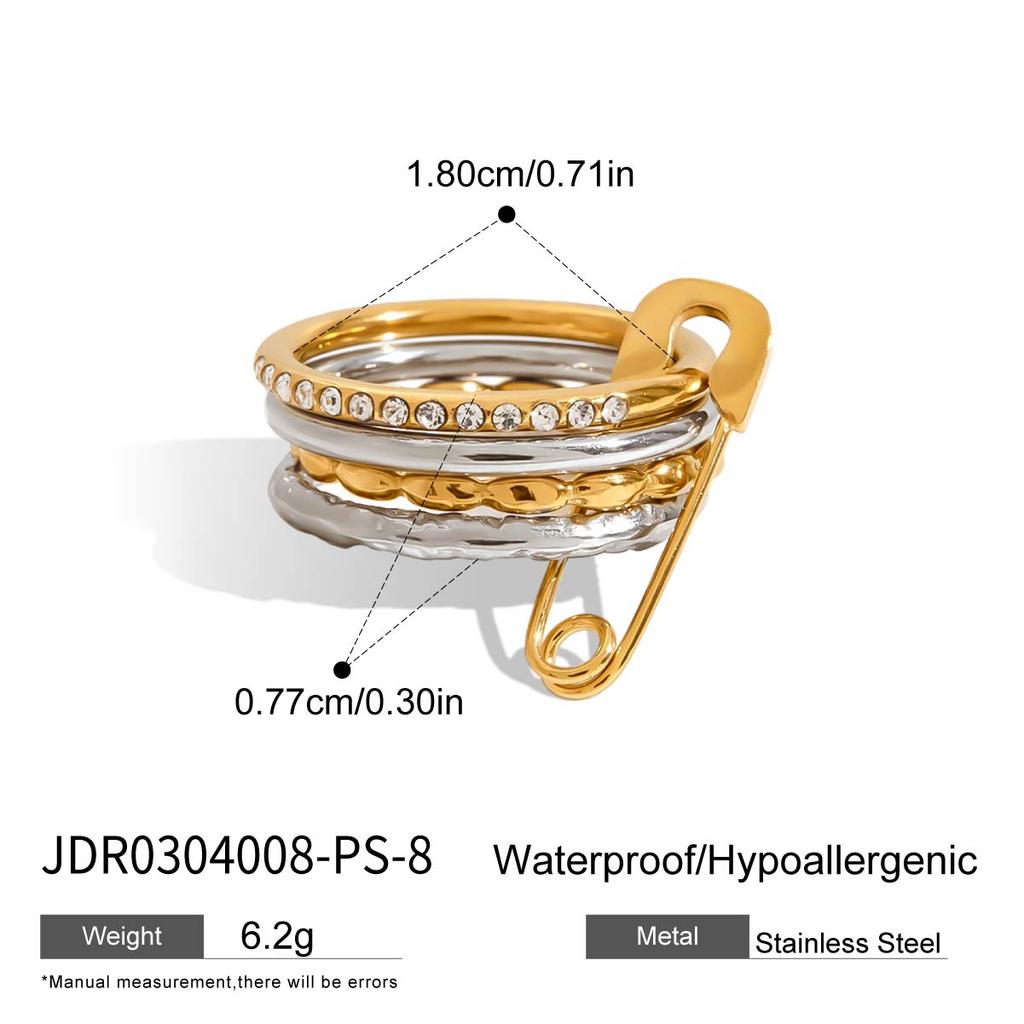 Youthway Multi-Layer Spiral Twisted Stacking Ring Handmade Gold Plated Stainless Steel Unisex Waterproof Finger Jewelry New Gift