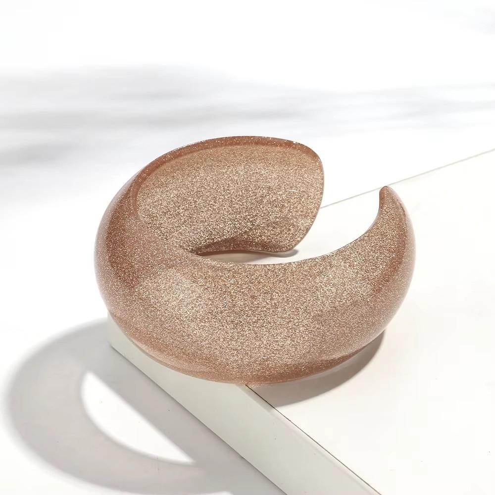 Colorful Glitter Acrylic Wide Cuff Bangle Round Shape Open Bracelets for Women