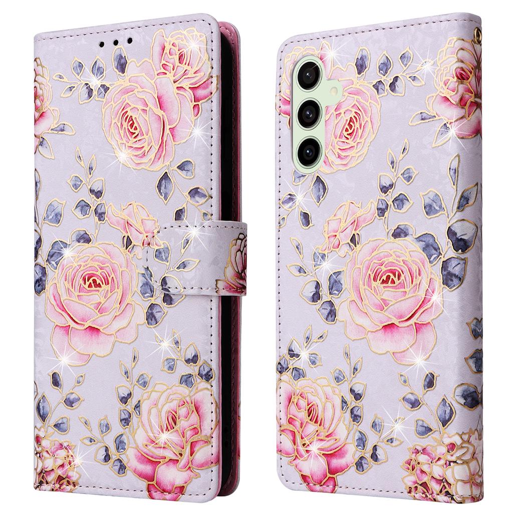 For Samsung Galaxy S24 FE Case RFID Blocking Flower Leather Phone Cover