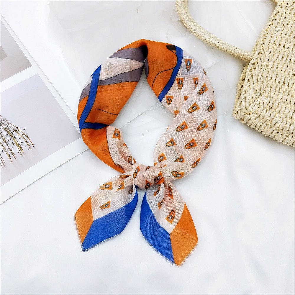 Cotton And Linen Small Square Scarf Silk Scarf Women'S Spring And Autumn New Style Artistic And Versatile Fashionable Temperament Headband Scarf