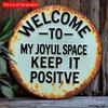 2d Flat 20*20cm Circular Wooden Sign, Welcome My Happy Space, Keep It Positive Logo, Home Gift Window Decoration, Porch, Room, Home, Wall Decoration