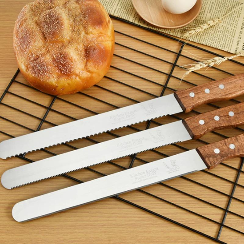 10/14 Inch Fine Tooth Best Serrated Bread Knife Cake Cutting Long Baguette Cutter Stainless Steel Loaf Slicer/Slicing