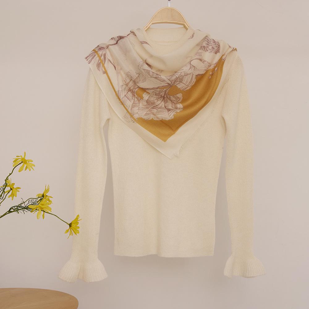 Water-Soluble Cashmere Scarf: Lightweight Square Shawl for Summer & Air-Conditioned Comfort