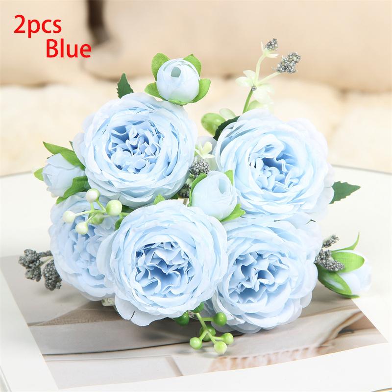 2PCS Artificial rose bouquets for home decoration, wedding arrangements, 5-head Persian roses