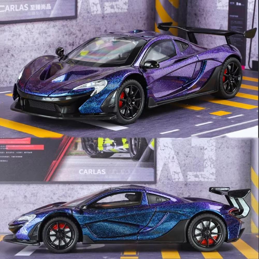 Новый 1:24 MCL P1 Butterfly Door Четырехколесный спортивный игрушечный автомобиль Миниатюрная модель литой под давлением супер спортивный автомобиль с инерционным механизмом Звук и свет Детский подарок