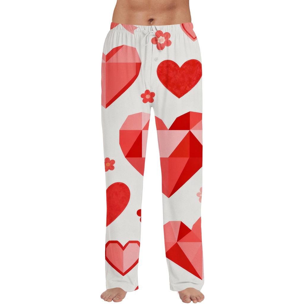 Мужские модные брюки к Дню святого Валентина с принтом, повседневные, прямого кроя