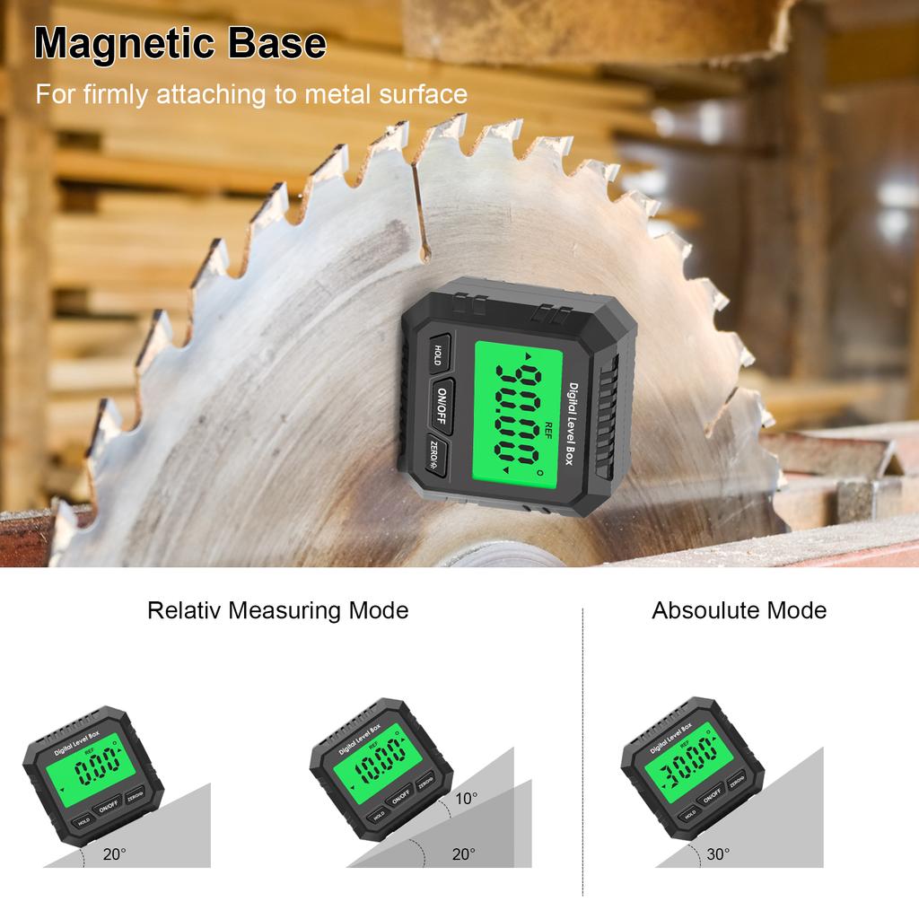 Digital Inclinometer Electronic Goniometer 360° Angle Meter Level Angle Gauge Bevel Protractor Slope Measure Magnetic Base