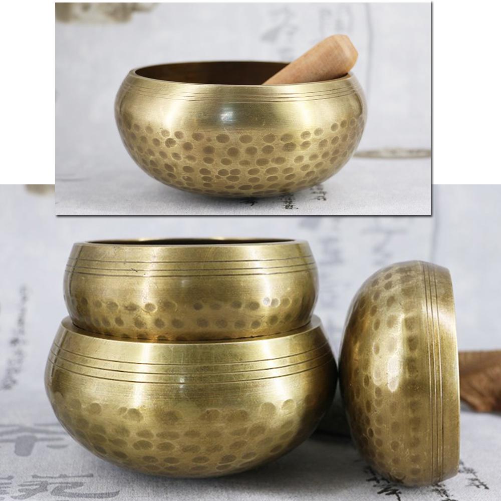 Tibetan Buddhist Singing Bowl Buddha Sound Bowl Musical Instrument for Meditation with Stick Yoga Home Decoration
