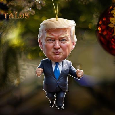 7 шт. рождественских украшений Трампа, 2D, плоские акриловые, мультяшные, подвесные украшения для рождественской елки, рюкзаки, подарки для поклонников Трампа