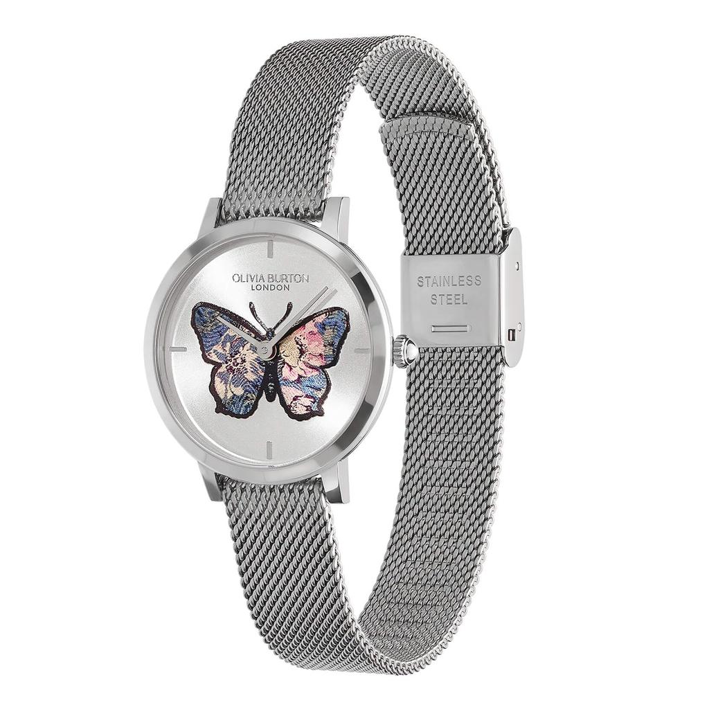 Авторизованный дилер Olivia Burton Watch Ladies ob24000127 Signature 28mm Butterfly Ultra Slim Silver Mesh Watch [OLIVIA BURTON]