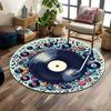 "Colorful Vinyl Record Design" Print round rug, living room, bedroom, playroom carpet, non slip floor mat, gift