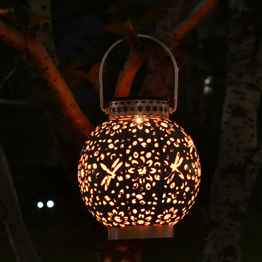 Уличный солнечный садовый светильник с выдолбленным теневым фонарем, подвесной светильник на солнечной батарее, садовый ландшафт