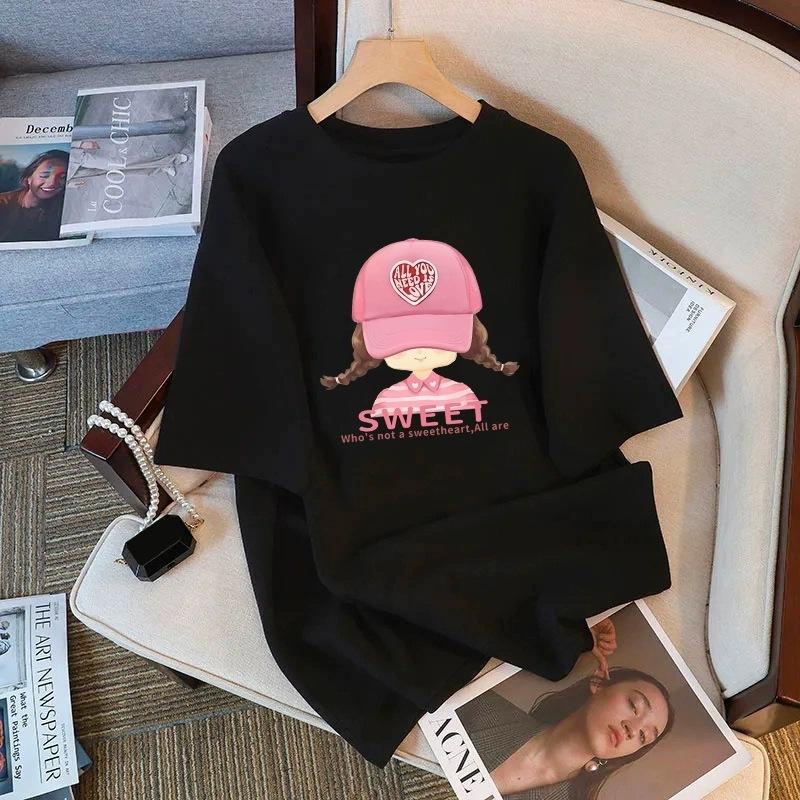 Футболка из чистого хлопка белого цвета с короткими рукавами для женщин на лето, новый большой размер, свободный дизайн, тонкий топ с короткими рукавами и принтом