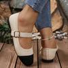 Fashion Women's Lightweight Knit Flats Fashion Mix Color Flat with Mary Jane Shoes for Women Square Toe Comfort Soft Sole Casual Shoes