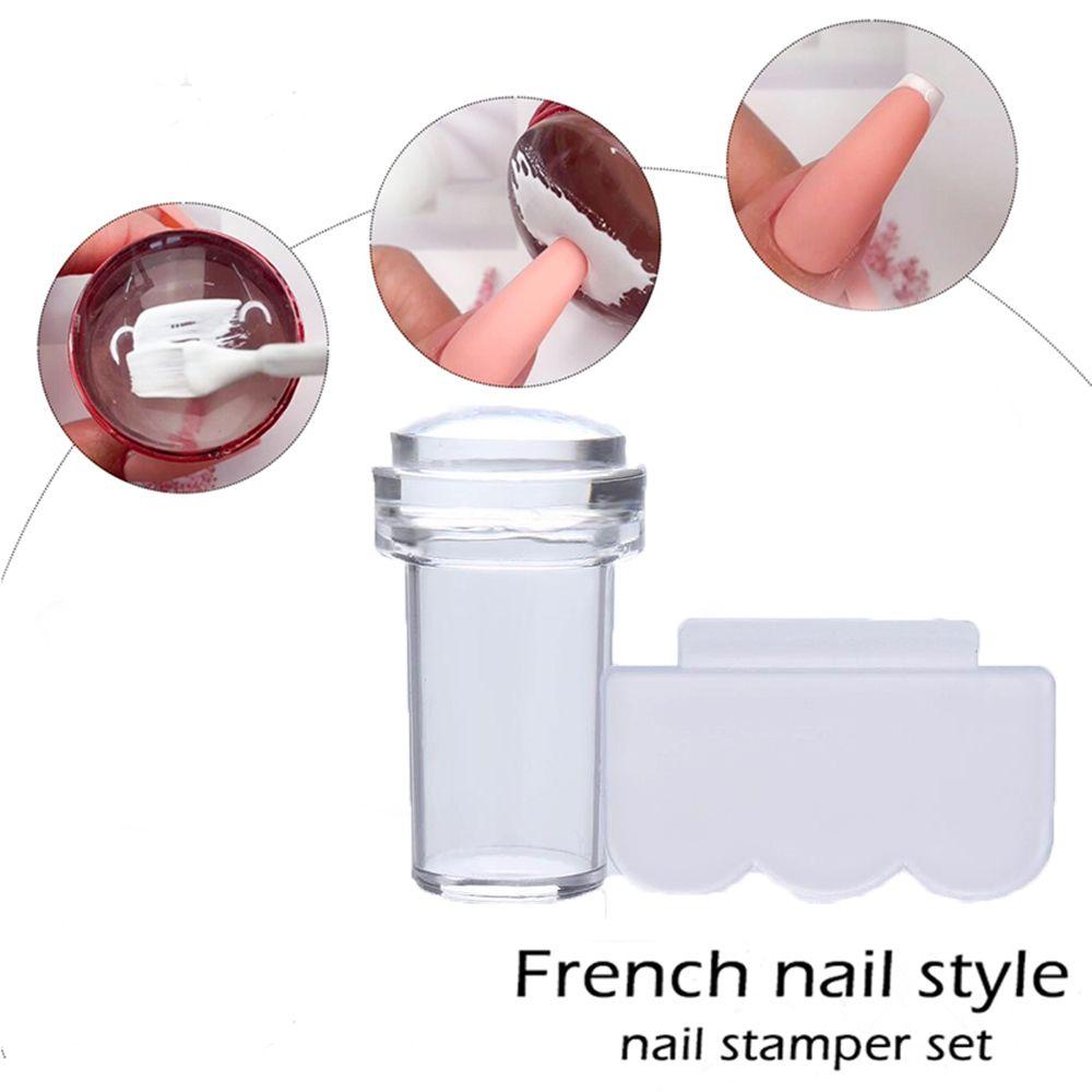 Stamping Mold Nail Design for French Tips Transparent Silicone Nail Stamper Scraper Set Jelly