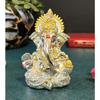 Silver Plated Ganesha Idol for Car Dashboard, Office & Home Shelves, Diwali Puja, and Gifting (3.5" X2 Inches), Idol