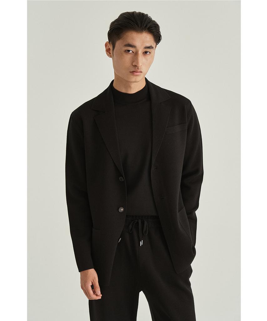 IOLO Merino Wool Milano Knit Blazer_Black