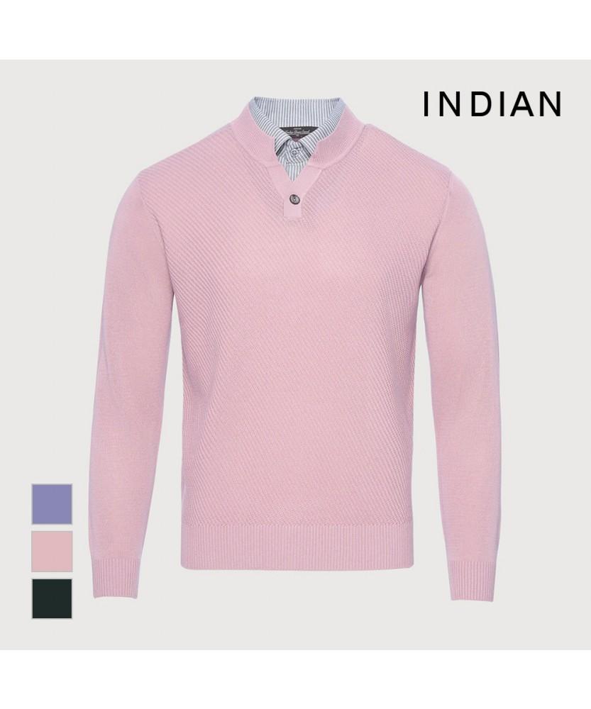 INDIAN Solid Double Collar Knit_Miebp6Sc401