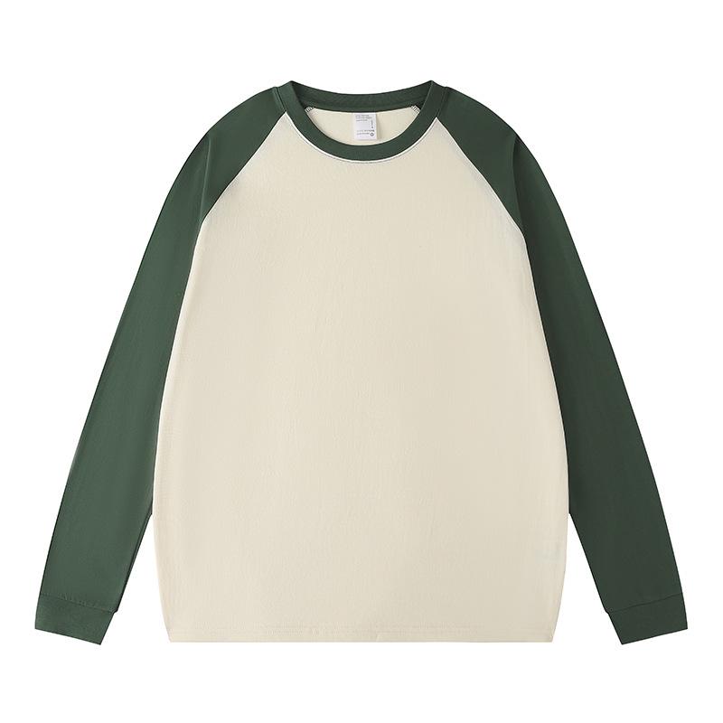 Унисекс Толстовка-футболка с длинным рукавом Color-Block, 260 г Чистый хлопок, Высококачественная заплатка, Круглый вырез