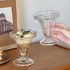 Transparent Ice Cream Cup Flower-Shape Glass Goblet Durable Glass Pudding Cups  Milkshake