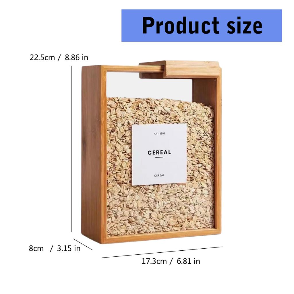 Многофункциональный бамбуковый диспенсер для продуктов, кухонный органайзер для хранения хлопьев и продуктов в кладовой, с конструкцией скользящей крышки
